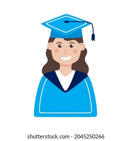 graduated girl with uniform on white background
