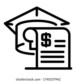 Graduated hat bill icon. Outline graduated hat bill vector icon for web design isolated on white background