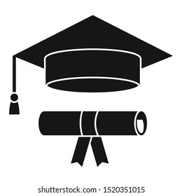 Graduated hat diploma icon. Simple illustration of graduated hat diploma vector icon for web design isolated on white background