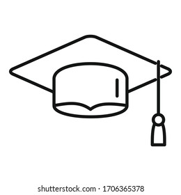 Graduated hat icon. Outline graduated hat vector icon for web design isolated on white background