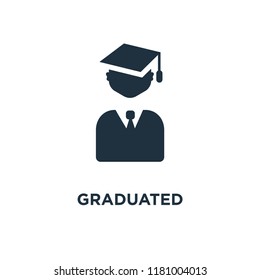 Graduated icon. Black filled vector illustration. Graduated symbol on white background. Can be used in web and mobile.