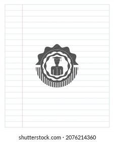 graduated icon draw (pencil strokes). Vector Illustration. Detailed. 