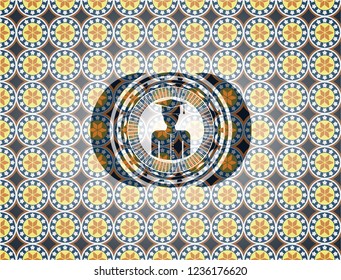 graduated icon inside arabesque badge background. arabic decoration.