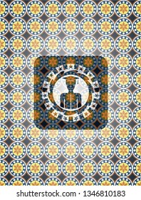 graduated icon inside arabesque emblem background. arabic decoration.