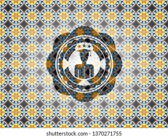 graduated icon inside arabesque emblem background. arabic decoration.
