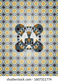 graduated icon inside arabesque emblem. arabic decoration.