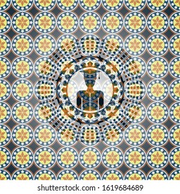 graduated icon inside arabesque emblem. arabic decoration.