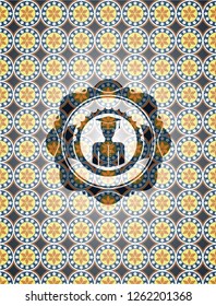 graduated icon inside arabesque style emblem. arabic decoration.