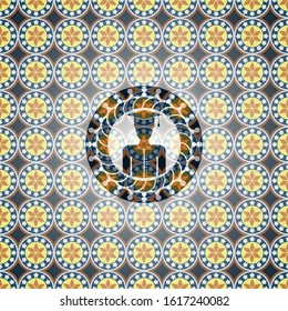 graduated icon inside arabesque style badge. arabic decoration.