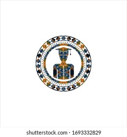 graduated icon inside arabesque style emblem. arabic decoration.