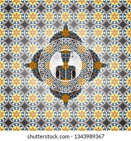 graduated icon inside arabic badge. Arabesque decoration.