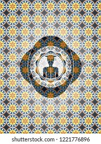 graduated icon inside arabic emblem background. Arabesque decoration.