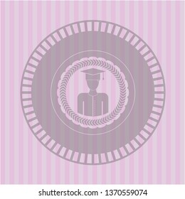 graduated icon inside badge with pink background