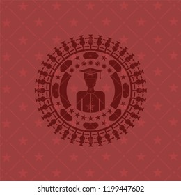 graduated icon inside badge with red background