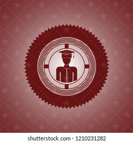 graduated icon inside badge with red background