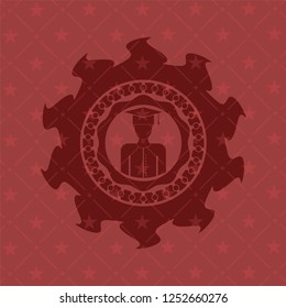 graduated icon inside badge with red background