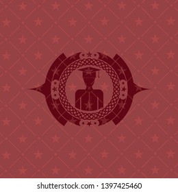 graduated icon inside badge with red background