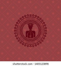 graduated icon inside badge with red background
