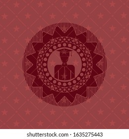 graduated icon inside badge with red background