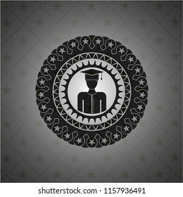 graduated icon inside black badge