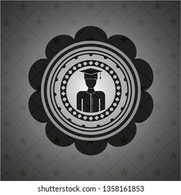graduated icon inside black emblem. Vintage.