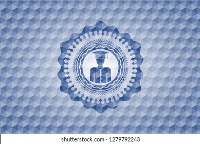 graduated icon inside blue emblem or badge with geometric pattern background. - Powered by Shutterstock - Get 15% off with code: PIKWIZARD15