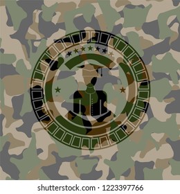 graduated icon inside camo emblem