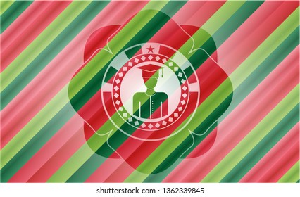 graduated icon inside christmas colors style emblem.