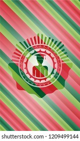 graduated icon inside christmas emblem.