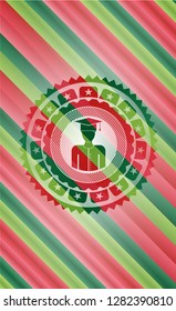 graduated icon inside christmas emblem background.