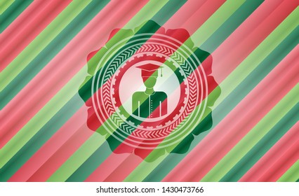 graduated icon inside christmas emblem.