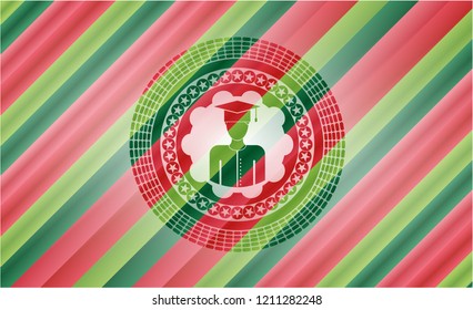 graduated icon inside christmas style emblem.