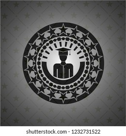 graduated icon inside dark badge or emblem