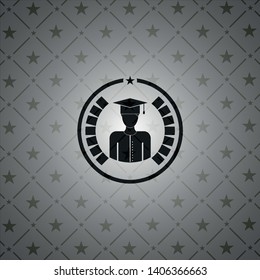 graduated icon inside dark badge or emblem