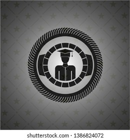 graduated icon inside dark emblem. Retro