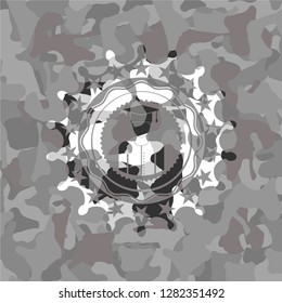 graduated icon inside grey camo texture