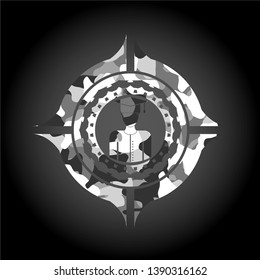 graduated icon inside grey camo emblem
