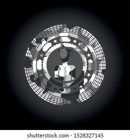 graduated icon inside grey camo emblem