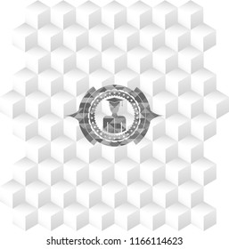 graduated icon inside grey icon or emblem with geometric cube white background