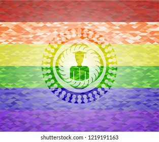 graduated icon inside lgbt colors emblem 