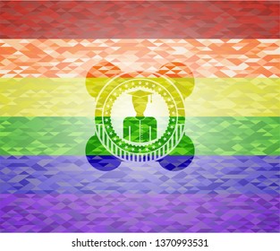 graduated icon inside lgbt colors emblem 
