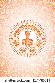 graduated icon inside orange mosaic emblem with background