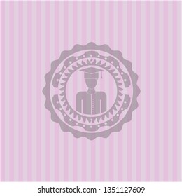 graduated icon inside pink emblem. Vintage.