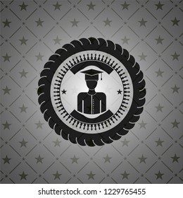 graduated icon inside realistic black emblem