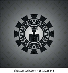 graduated icon inside realistic black emblem