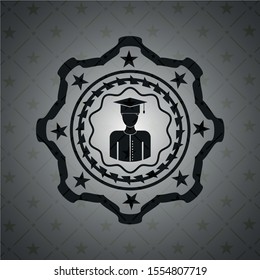 graduated icon inside realistic dark emblem