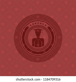 graduated icon inside red icon or emblem