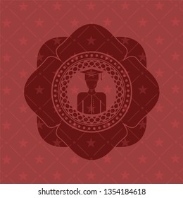 graduated icon inside red emblem. Vintage.