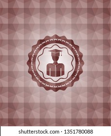 graduated icon inside red polygonal badge. Seamless.