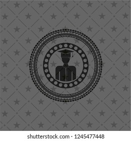 graduated icon inside retro style black emblem